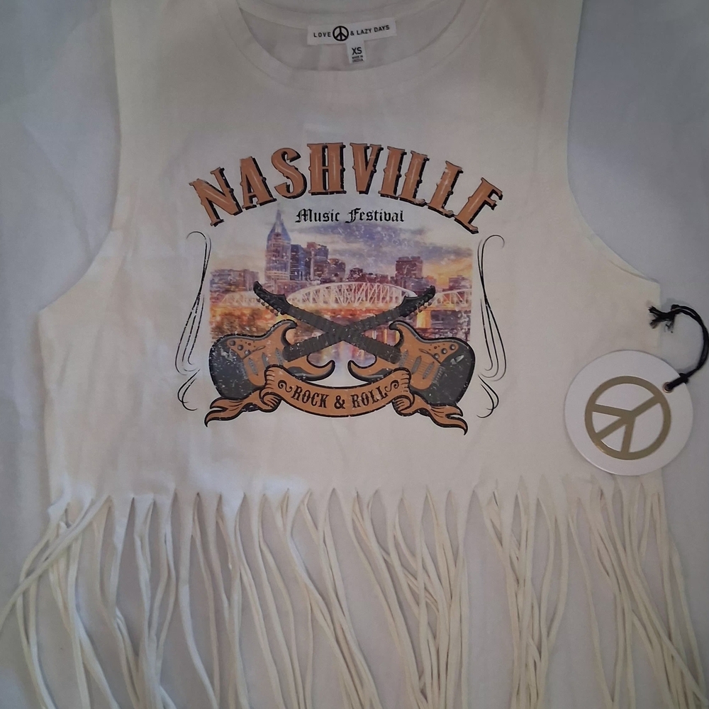 Love + Lucky Days White Nashville Fringe Tank Top